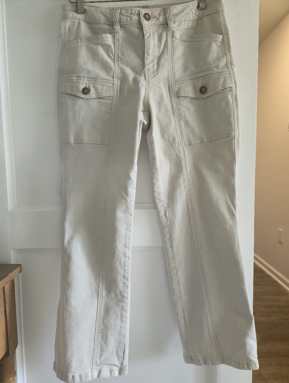 Belle by Kim Gravel Cream Women's Casual Stretch Jeans - Picture 8 of 14